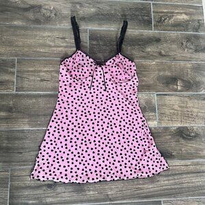 seductive wear by cinema etoile Slip Nightgown Pink Sheer Black Velvet Hearts Md